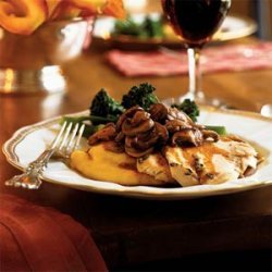 Roasted Chicken with Asiago Polenta and Truffled Mushrooms recipe