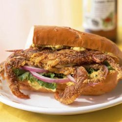 Cajun-Spiced Soft-Shell Crab Sandwich with Yellow Pepper and Caper Aioli recipe