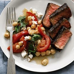 Steak with Chickpeas, Tomatoes, and Feta recipe