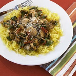 Spaghetti Squash with Chicken, Mushrooms and Spinach recipe