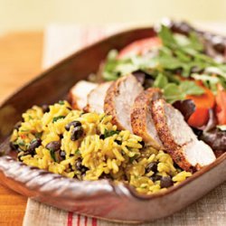 Jerk-Seasoned Turkey with Black Beans and Yellow Rice recipe