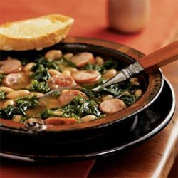 Cannellini Stew with Sausage and Kale and Cheese Toasts recipe