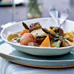 Lamb Shoulder Braised with Spring Vegetables, Green Herbs, and White Wine recipe