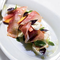 Melon-and-Peach Salad with Prosciutto and Mozzarella recipe