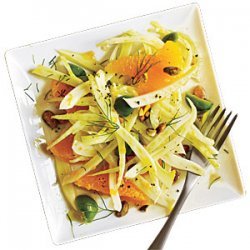 Shaved Fennel Salad with Orange, Green Olives, and Pistachios recipe