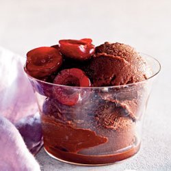Bittersweet Chocolate-Cherry Sorbet with Fresh Cherry Compote recipe
