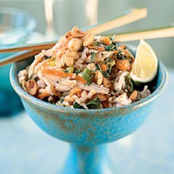 Sesame Brown Rice Salad with Shredded Chicken and Peanuts recipe