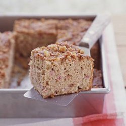 Rhubarb-Sour Cream Snack Cake with Walnut Streusel recipe