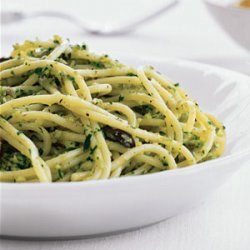 Pasta with Green Olive Pesto recipe