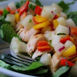 Spinach Salad with Chicken, Melon, and Mango recipe