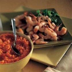 Shrimp with Roasted Pepper-Horseradish Dip recipe