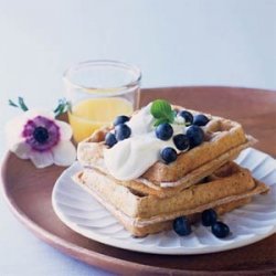 Blue Corn Waffles with Lavender Cream and Fresh Blueberries recipe
