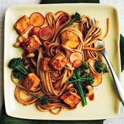 Udon Noodle Salad with Broccolini and Spicy Tofu recipe