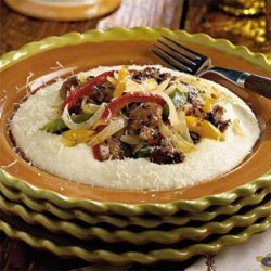Sausage and Peppers With Parmesan Cheese Grits recipe