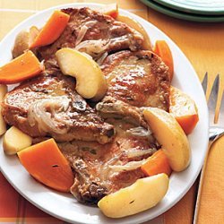 Braised Pork Chops with Sweet Potatoes and Apples recipe