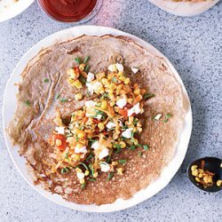 Buckwheat Crêpes with Corn, Tomatoes and Goat Cheese recipe