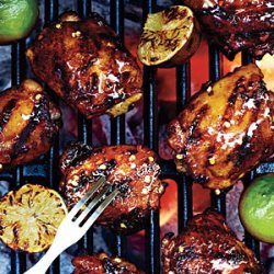 Grilled Chicken Thighs with Ancho-Tequila Glaze recipe