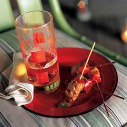 Spiced Pork-and-Red Pepper Skewers with Meteoric Mango Sauce recipe