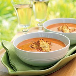 Grill-Roasted Tomato Soup with Parmesan Croutons recipe