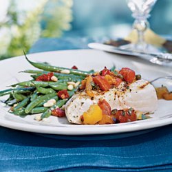Grilled Halibut with Three-Pepper Relish recipe