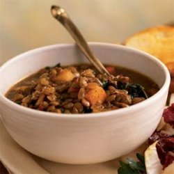Lentil Soup with Balsamic-Roasted Winter Vegetables recipe