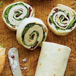 Turkey-and-Spinach Wraps with Cranberry-Walnut-Cream Cheese Spread recipe