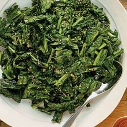 Crispy Grilled Kale with Creamy Sesame Dressing recipe