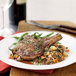 Walnut-Crusted Pork Chops with Autumn Vegetable Wild Rice recipe