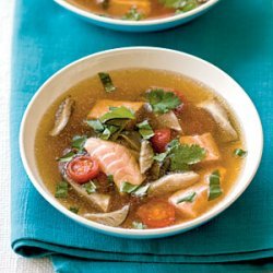 Hot and Sour Soup with Salmon and Oyster Mushrooms recipe