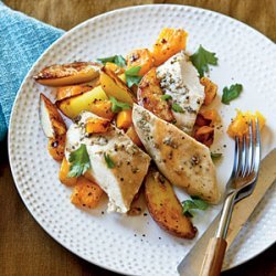 Roast Chicken with Potatoes and Butternut Squash recipe