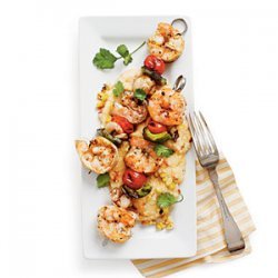 Grilled Shrimp and Smoky Grilled-Corn Grits recipe