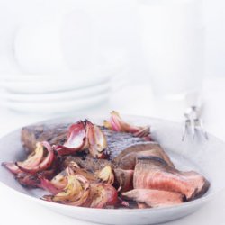 Grilled Balsamic-Marinated London Broil with Red Onions recipe