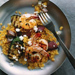 Grilled Shrimp and Vegetables with Pearl Couscous recipe