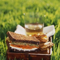 Moroccan Carrot and Goat Cheese Sandwiches with Green Olive Tapenade recipe