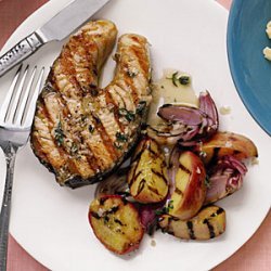 Gingery Salmon with Peaches recipe