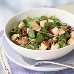 Bread Salad with Cranberries, Spinach, and Chicken recipe