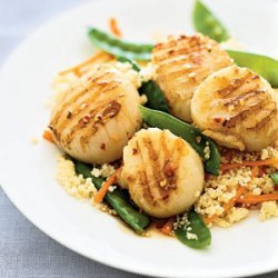 Glazed Scallops With Couscous recipe