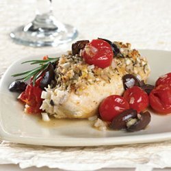 Rosemary-Feta Chicken with Cherry Tomato-Olive Sauce recipe