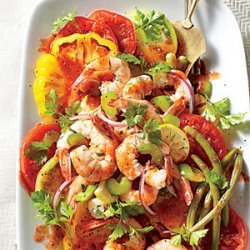 Bloody Mary Tomato Salad with Quick Pickled Shrimp recipe