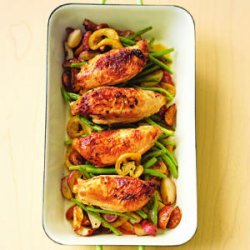 Pan-Roasted Chicken with Lemon-Garlic Green Beans recipe