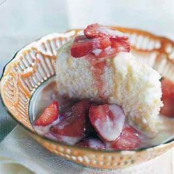 Almond Angel Food Cake with Crème Anglaise and Macerated Strawberries recipe