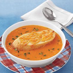 Tomato Soup with Cheddar Croutons recipe
