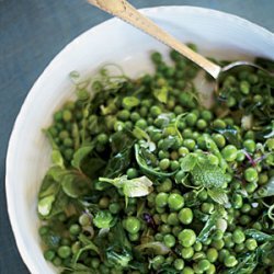 Peas and Pea Shoots with Spring Onions and Mint recipe