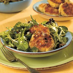 Crab Cakes over Mixed Greens with Lemon Dressing recipe