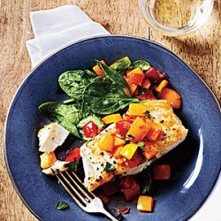 Pan-Seared Halibut with Bell Pepper Relish recipe