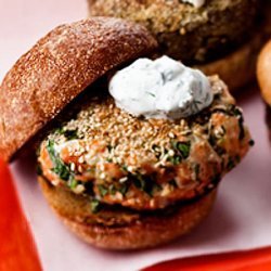 Sesame Seed-Crusted Salmon Burger With Yogurt Sauce recipe