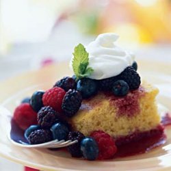 Sweet Corn Bread with Mixed Berries and Berry Coulis recipe