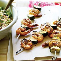 Asian Shrimp and Zucchini Skewers with Noodle Salad recipe