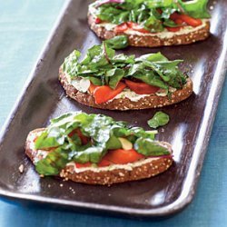 Tartines with Cheese, Peppers, and Chard recipe