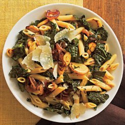 Pasta with Black Kale, Caramelized Onions, and Parsnips recipe